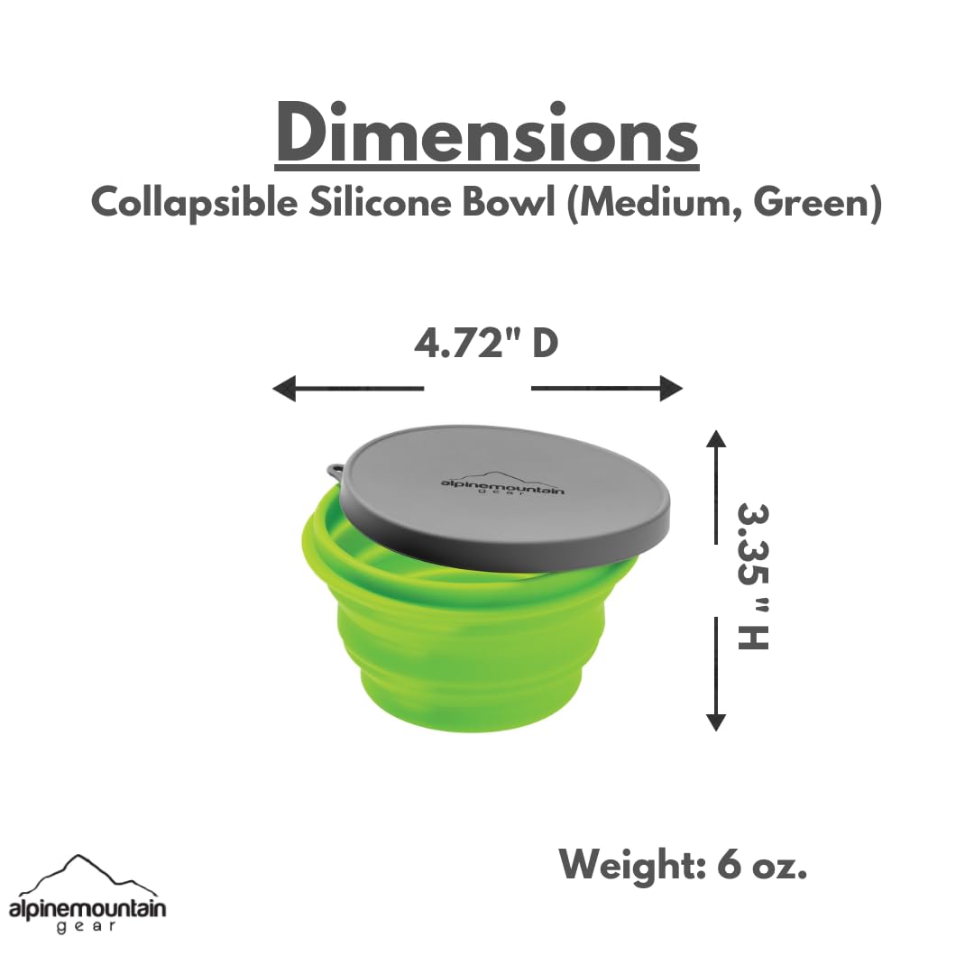 Alpine Mountain Gear 3 Pack Collapsible Silicone Bowl Bundle (Includes Small Red, Medium Green and Large Blue Bowl)