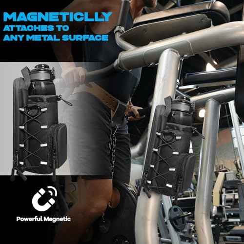 Magnetic Gym Bag for Men, Magnetic Water Bottle Holder, Small Gym Bag for Men, Gym Gifts,Gym Accessories for Women (Black)