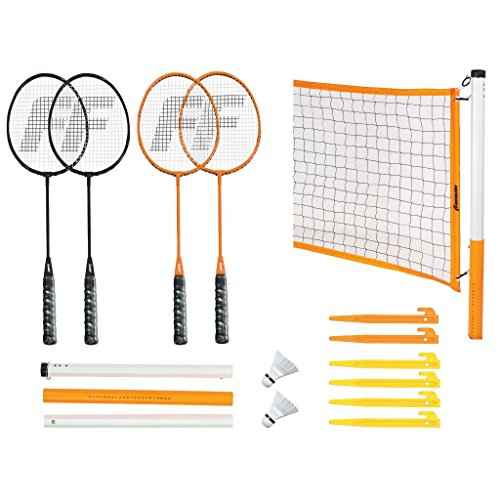 Franklin Sports Badminton Net + Rackets Set - Portable Backyard Badminton Set with (4) Rackers + (2) Birdies - Adult + Kids Set - Classic