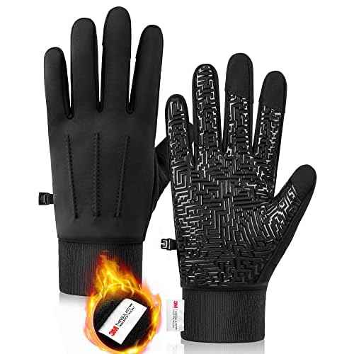 Winter Gloves Men Touchscreen Waterproof, Womens Gloves Windproof Thinsulate Lined, Gloves for Men Anti-slip Cycling