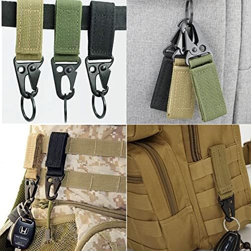 LuoQiuFa 6-Piece Tactical Nylon Webbing Buckle Carabiner Molle Belt Clip Key Buckle, Suitable for Outdoor Sports(Black)