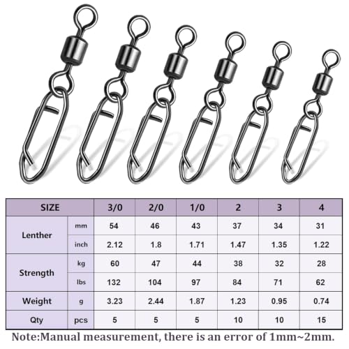 High-Strength Fishing Snap Swivels Set 50 Pieces E_50pcs - Saltwater Ready