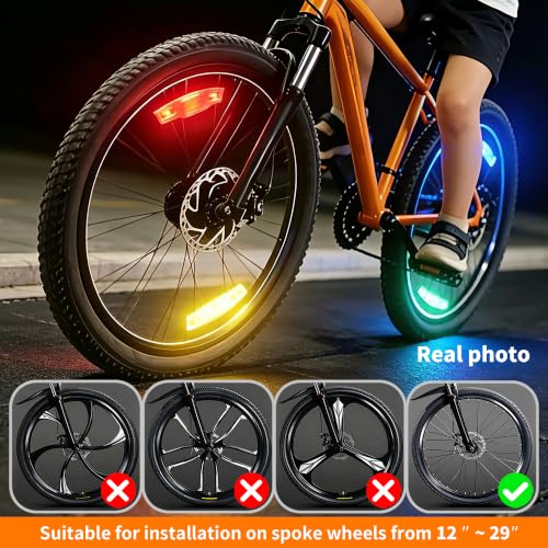 Rechargeable Color-Changing Bicycle Wheel Lights 2-Pack - Waterproof & Motion Sensor