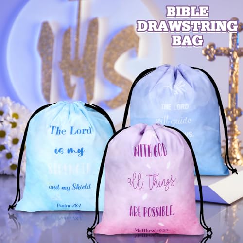 Hosuly 30 Pcs Christian Drawstring Bags Religious Watercolor Bag