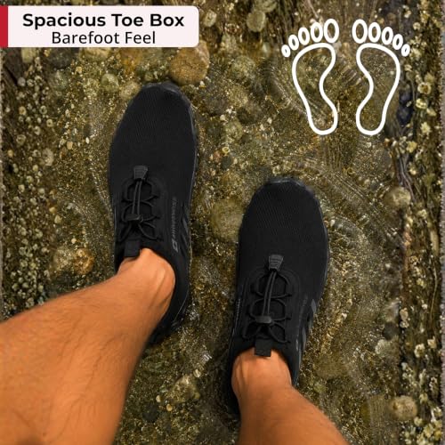 Men's Quick Dry Water Shoes - Barefoot Beach Swim Aqua Socks, Black 9
