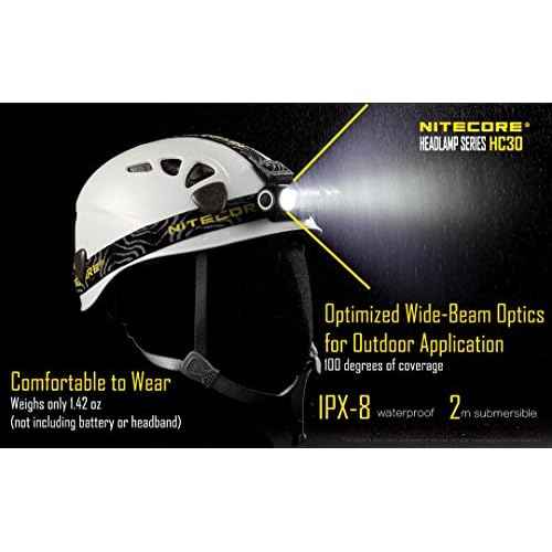Nitecore HC30 1000 Lumens Rechargeable LED Headlamp with Nitecore Battery and LumenTac Charger - Bundle: 3 items