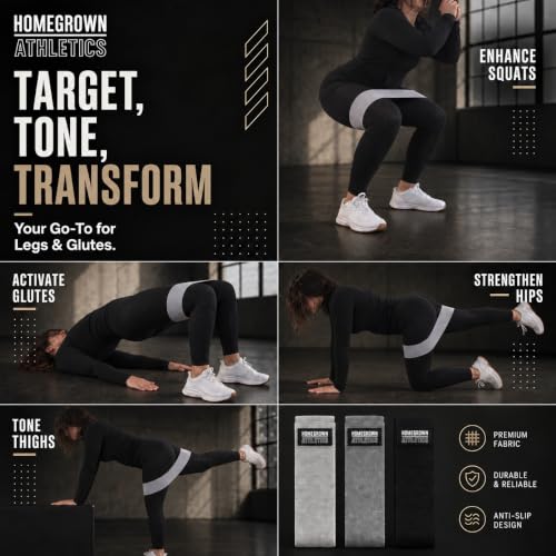 Fabric Resistance Bands Set of 3 for Glutes Legs and Hip Workouts - Non-Slip Booty Bands