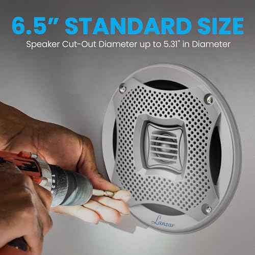 Pyle Lanzar 6.5 Inch Marine Speakers - 2 Way Water Resistant Audio Stereo Sound System with 400 Watt Power, Attachable Grills and Resin Treatment for Indoor and Outdoor Use - 1 Pair - AQ6CXS (Silver)