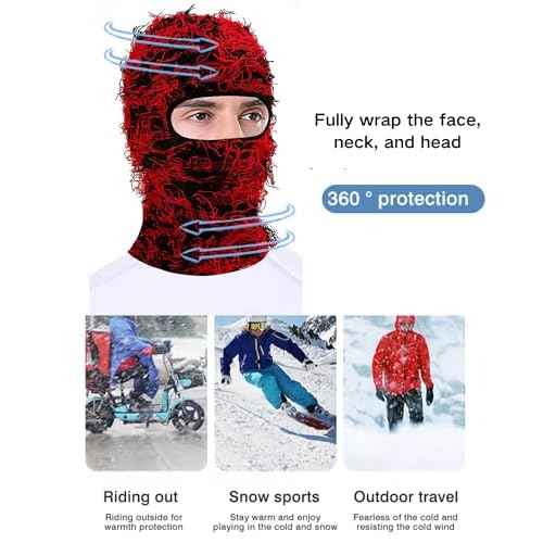 yolrdiw 2 Pieces Winter Distressed Balaclava Knitted Ski Full Face Mask for Women Men