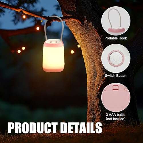 EXTRASTAR 2 Pack LED Battery Operated Lights, Portable LED Tent Lantern, IPX4 Water Resistant, 3 Modes for Backpacking Camping Hiking Emergency Light, Lamp for Outdoor and Indoor