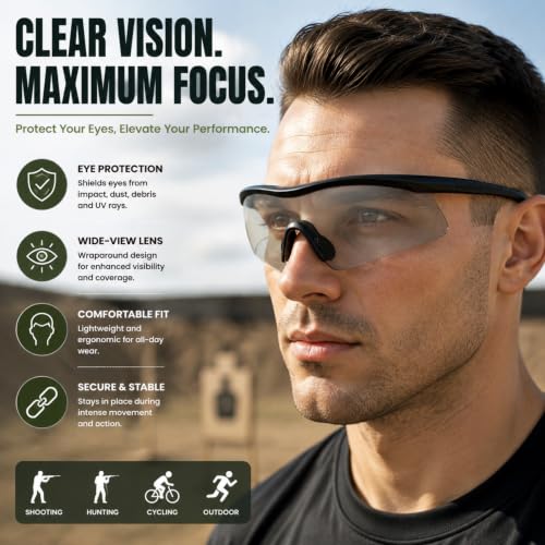 HUNTPAL Safety Shooting Glasses with Interchangeable Lenses and Adjustable Fit
