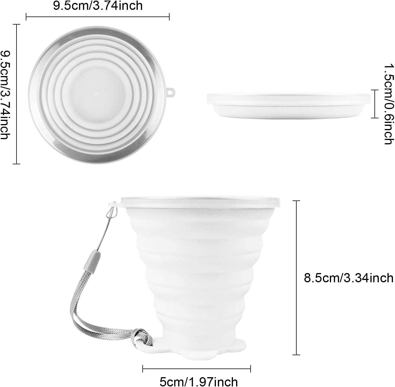 JBER Silicone Collapsible Travel Cup, 4 Pack Silicone Folding Camping Cup with Lids Expandable Drinking Cup Set BPA Free Reusable Portable Graduated for Outdoor Hiking Travel