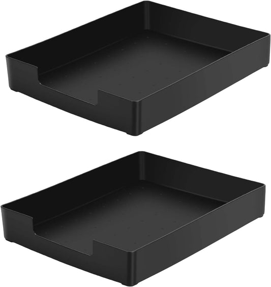 Desk Letter Tray, 2PCS A4 Size Plastic Stackable File Document Organizer, Office Desktop File Paper Holder, Book Storage Rack,Anti-Skid Stacking Support for Office Supplies (White)