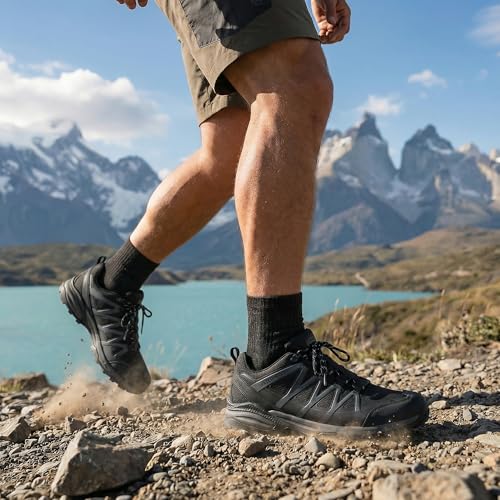 Men's Waterproof Hiking Shoes Black 12 - Lightweight TPU Non-Slip Outdoor Trekking