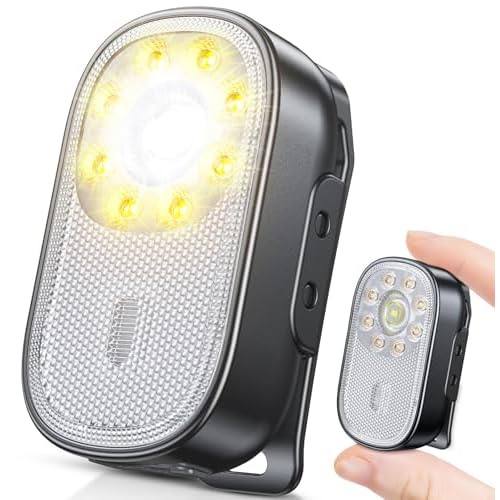 500LM Ultra Bright Mini EDC Flashlight, 10 Modes Running Lights for Runners with Spot & Flood Light, IP65 Waterproof Rechargeable Small Clip on Flashlight for Camping, Hiking, Jogging, Work