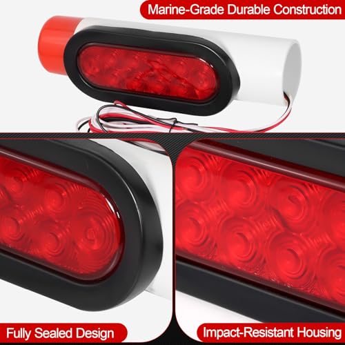 2pcs Waterproof Boat Trailer Guide Pole Lights 12V Red LED Turn Signal Brake
