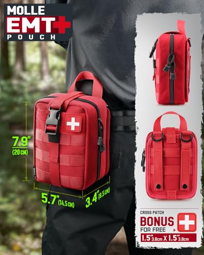 Red 5.7x3.4x7.9 Inch 1000D Nylon First Aid Bag Emergency EMT Pouch