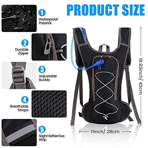 Hydration Backpack Set with 2L Water Bladders - Black, Blue, Green - 3 Pack