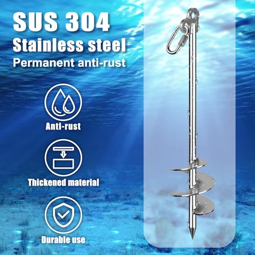 36-Inch Stainless Steel Boat Sand Anchor with 32ft Rope for Shallow Water and Beach Use