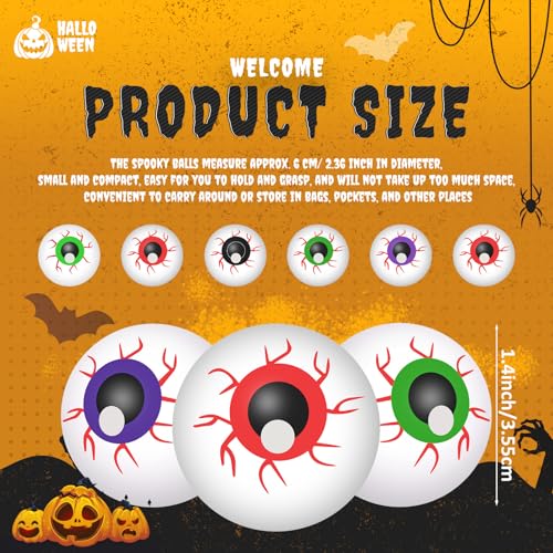 Halloween Plastic Eyeballs Fake Eyes Set - Spooky 1.3 Inch Colorful Ornaments