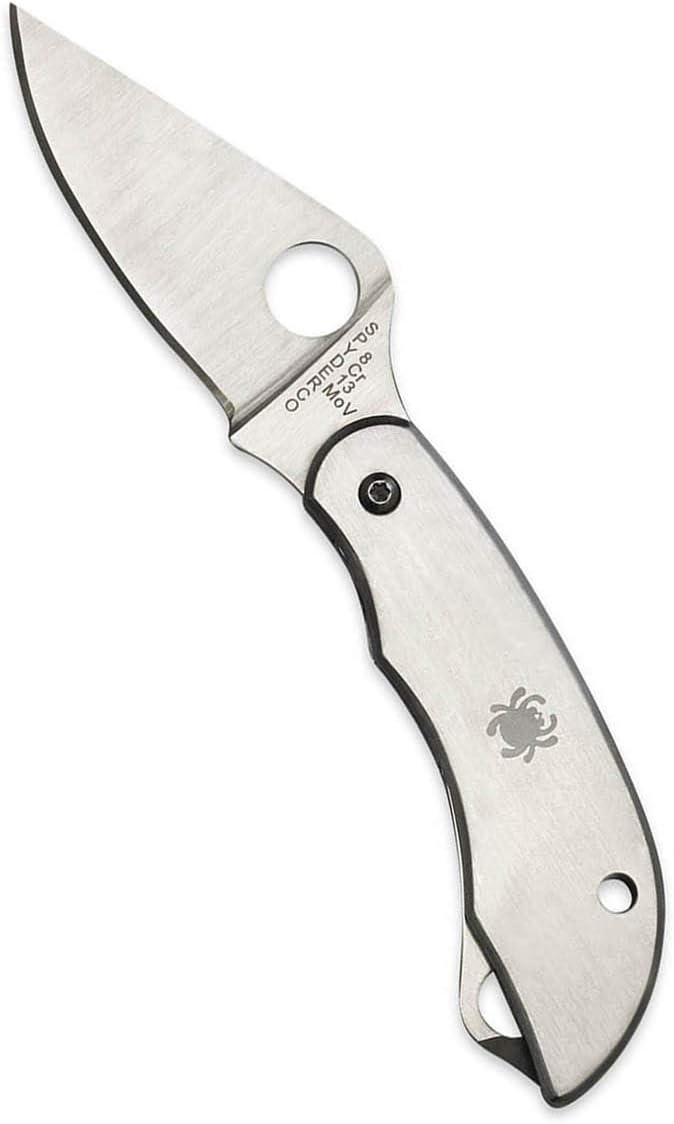 Spyderco ClipiTool Multi-Functional Stainless Steel Utility Pocket Knife with 2" Steel Blade and Screwdriver/Bottle Opener - PlainEdge - C175P