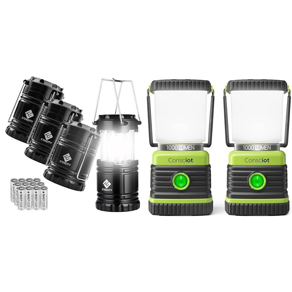 4-Pack Camping Lanterns with 30 LED Bulbs, 1000LM 2-Pack LED Camping Lanterns with 4 Light Modes and IPX4 Water Resistance
