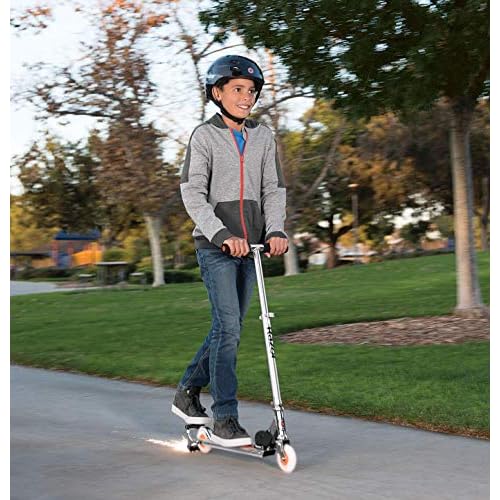 Razor Spark Ultra Kick Scooter for Kids Ages 8+ - Ultra Bright LED Wheels, Rear-Fender Brake, Adjustable Handlebars, for Riders up to 143 lbs