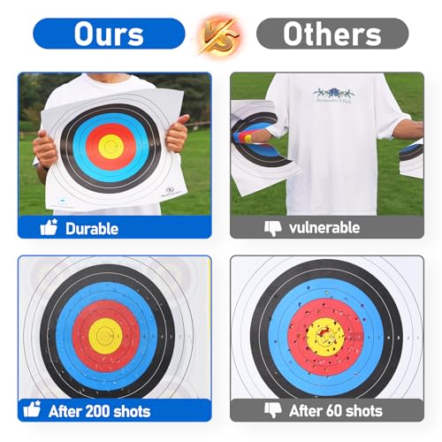 KAINOKAI Competitive Archery Targets Paper Compound Bow Target Paper 40cm/60cm/80cm (40cm/16in（10 Rings） 10PCS)