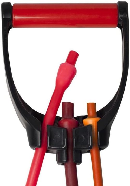 Lifeline Triple Grip Handles Fit Up to Three Resistance Cables for Continuous Muscle Tension Training , Black/Red