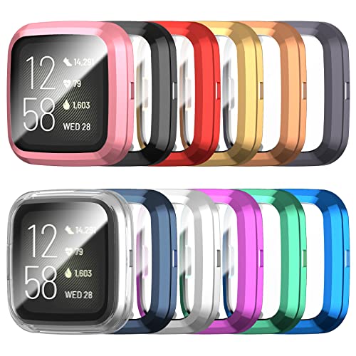 12 Pack Fitbit Versa 2 Screen Protector Case with Soft TPU Cover - Precise Fit