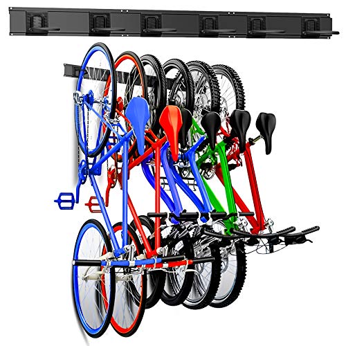 Wall-Mounted Bike Rack for Garage - Holds 6 Bicycles Storage Organizer