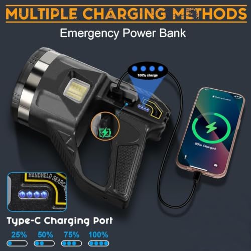 X-Large 2,000,000 Lumens Rechargeable Spotlight with Strap - High Brightness