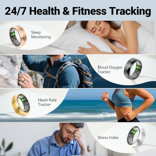 AutrefoisElf Gold Smart Ring for Women & Men 8 - Waterproof Health Tracker