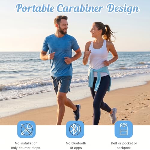 StepLify Accurate Pedometer with Carabiner - Walking Step Counter