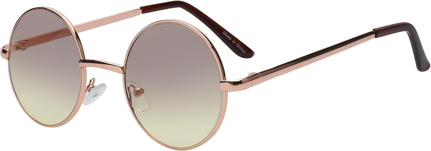 OWL Round Sunglasses Metal Frame Hippie Sunglasses UV400 Polycarbonate Circle Lens John Lennon Sunglasses for Men Women