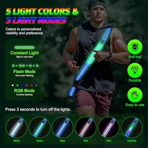 LED Running Gear High Visibility Reflective Belt Sash, Adjustable Night Walking Safety Gear, Rechargeable Light Up Running Reflective Belt for Runners Walkers Men Women