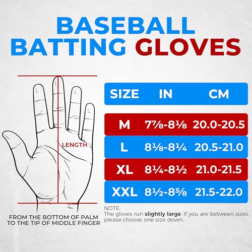 White X-Large Breathable Baseball Batting Gloves for Men & Women