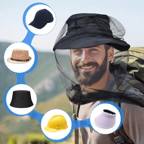 South to East Premium Mosquito Head Net for Insect, 4 Pack, Fly & Bug Protection | Ultra Large & Long, Extra Fine Holes for Camping, Hiking, Fishing, Gardening, Safari, Fits All Hats for Men & Women