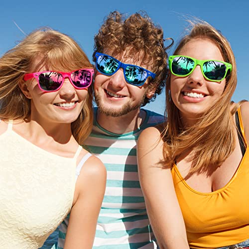 Neon Party Sunglasses Mirrored Jelly Lens Horn Rimmed Bulk 12/24 Pack - Variation of THIS listing