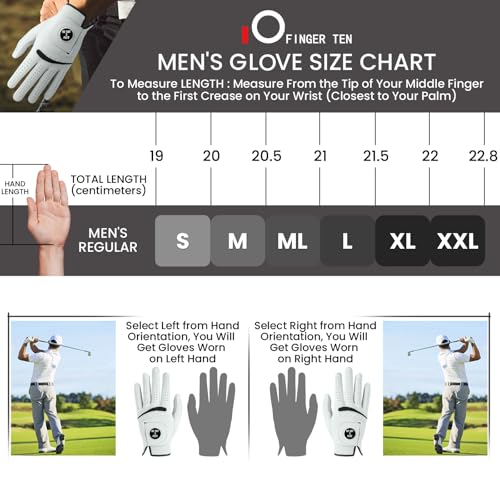 Men's Cabretta Leather Golf Gloves Left Hand Large with Ball Marker - Do Not 3 Putt