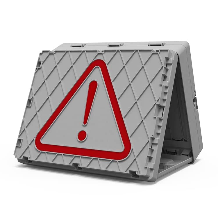 Aimisin Folding Storage Camping Box with Table,3 in 1 Lightweight Camp Storage Box with Parking Warning Sign,Portable Foldable Compartment Table for Indoor, Outdoor, Fishing, BBQ, Picnic, Gray