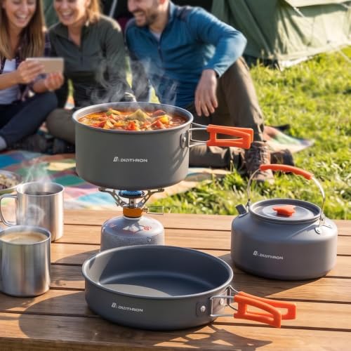 18-Piece Camping Cookware Set with Aluminum Pots and Utensils