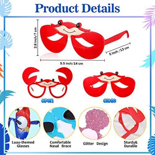 Xuhal 36 Pcs Luau Party Sunglasses Funny Hawaiian Glasses, Tropical Fun Sunglasses Beach Decorations Party Favors, Summer Beach Pool Themed Supplies for Adult
