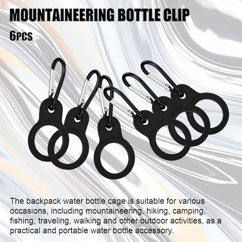 6pcs Water Bottle Clips,Silicone Hanging Bottle Buckle Clip Carabiner with 6 Pieces Keychain Ring Clip,Portable Water Bottle Ring Holder for Outdoor Camping Hiking Traveling