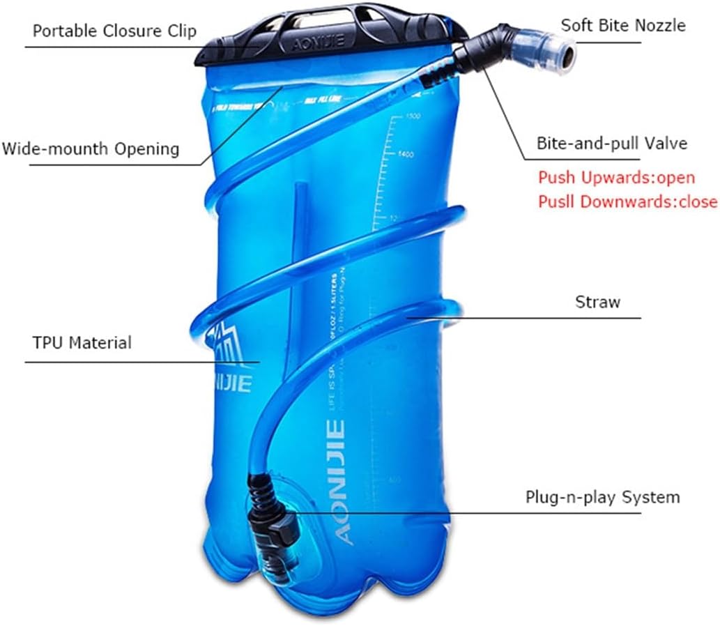 AONIJIE 1L/ 1.5L/ 2L/3L Folding Riding Running Water Bag Outdoor Mountaineering Backpack Drinking Bag (1.5L-TPU)