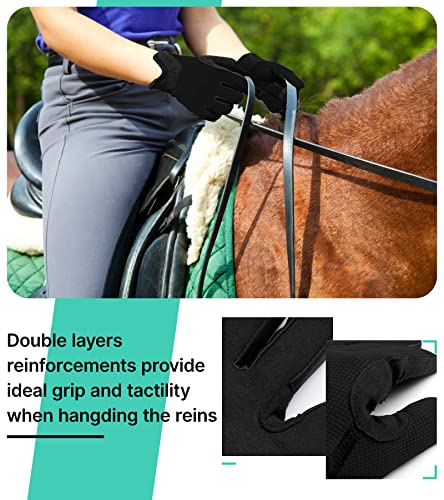 Women Horse Riding Gloves Winter Equestrian Gloves Black Medium