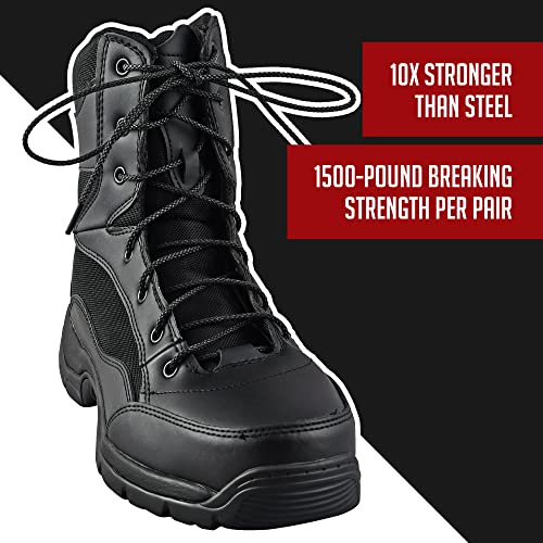 IRONLACE Unbreakable Waterproof Fire-Resistant Bootlaces - Black, 96 Inch