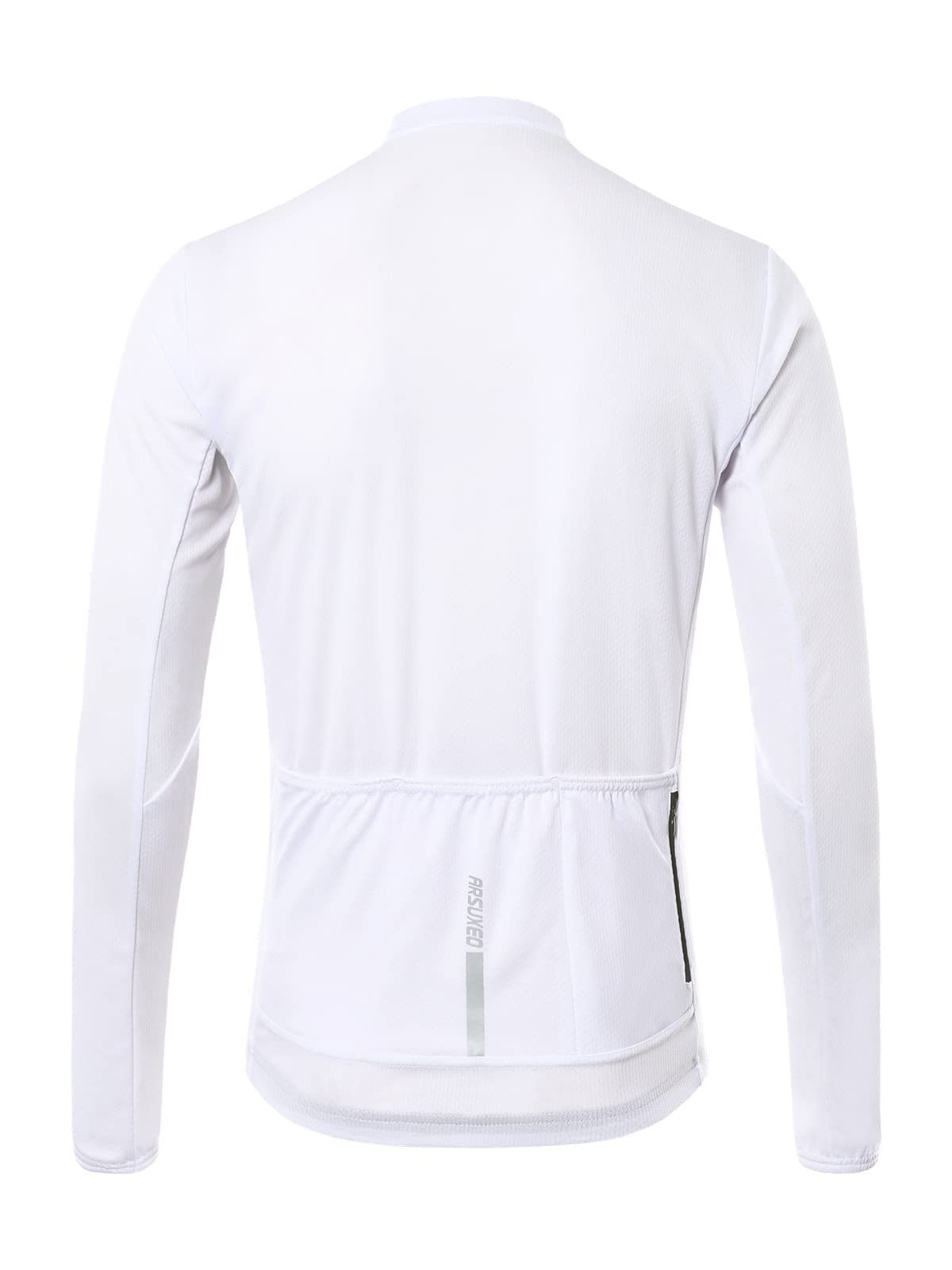 ARSUXEO Men's Cycling Jersey Long Sleeve Slim Fit Bike Jersey Biking Bicycle Cycling Shirt 6038 White Size Medium