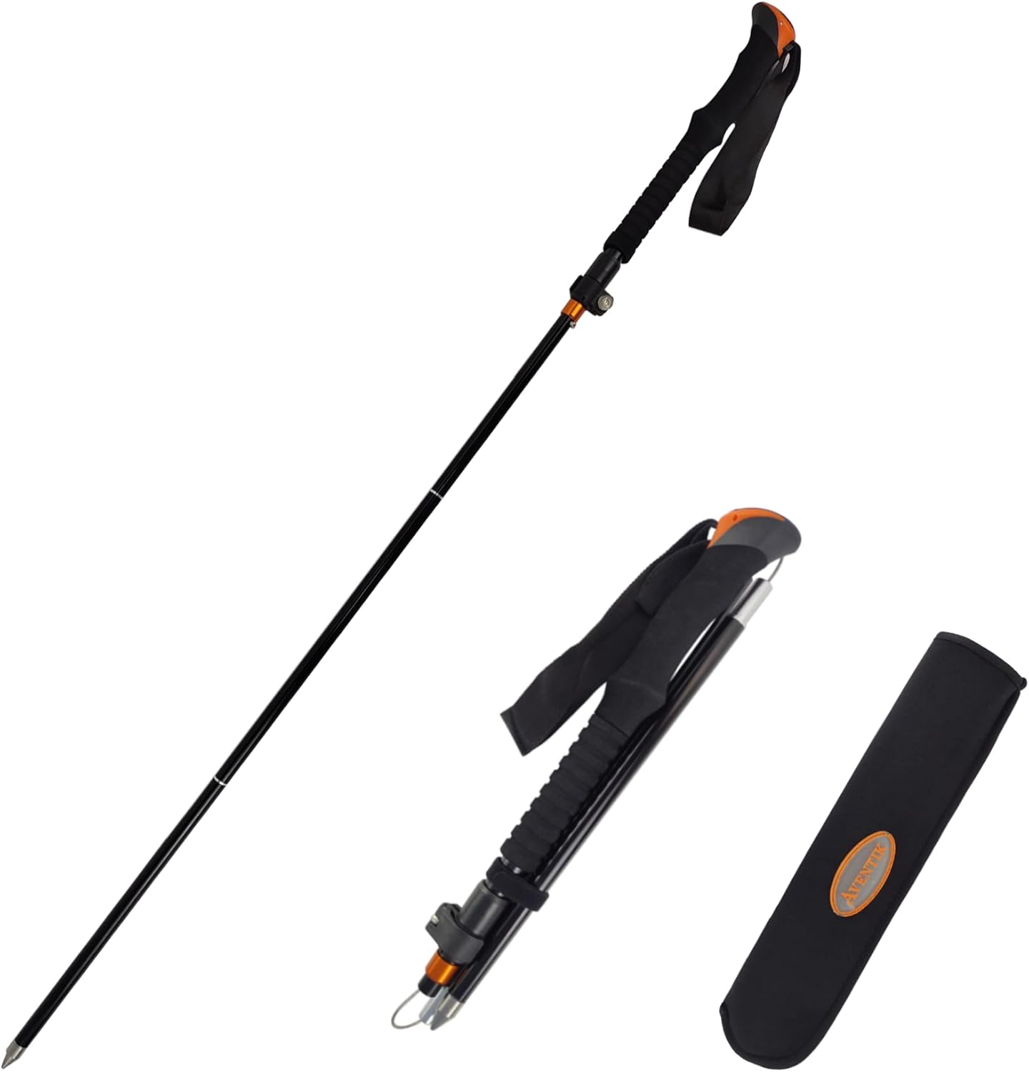 Aventik Fold-able Wading Staff Water Depth Safety Warning Sign Coated Stainless Steel Core T7075 Aluminum Body Corrosion Resistance