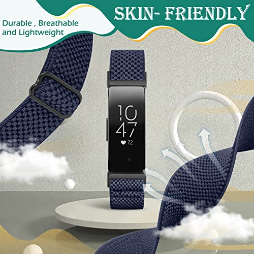 Adjustable Elastic Nylon Sport Bands Compatible with Fitbit Inspire 3/Inspire 2/Inspire/Inspire HR/Ace 2/Ace 3, Soft Loop Stretchy Straps Replacement Wristbands for Fitbit Inspire Women Men